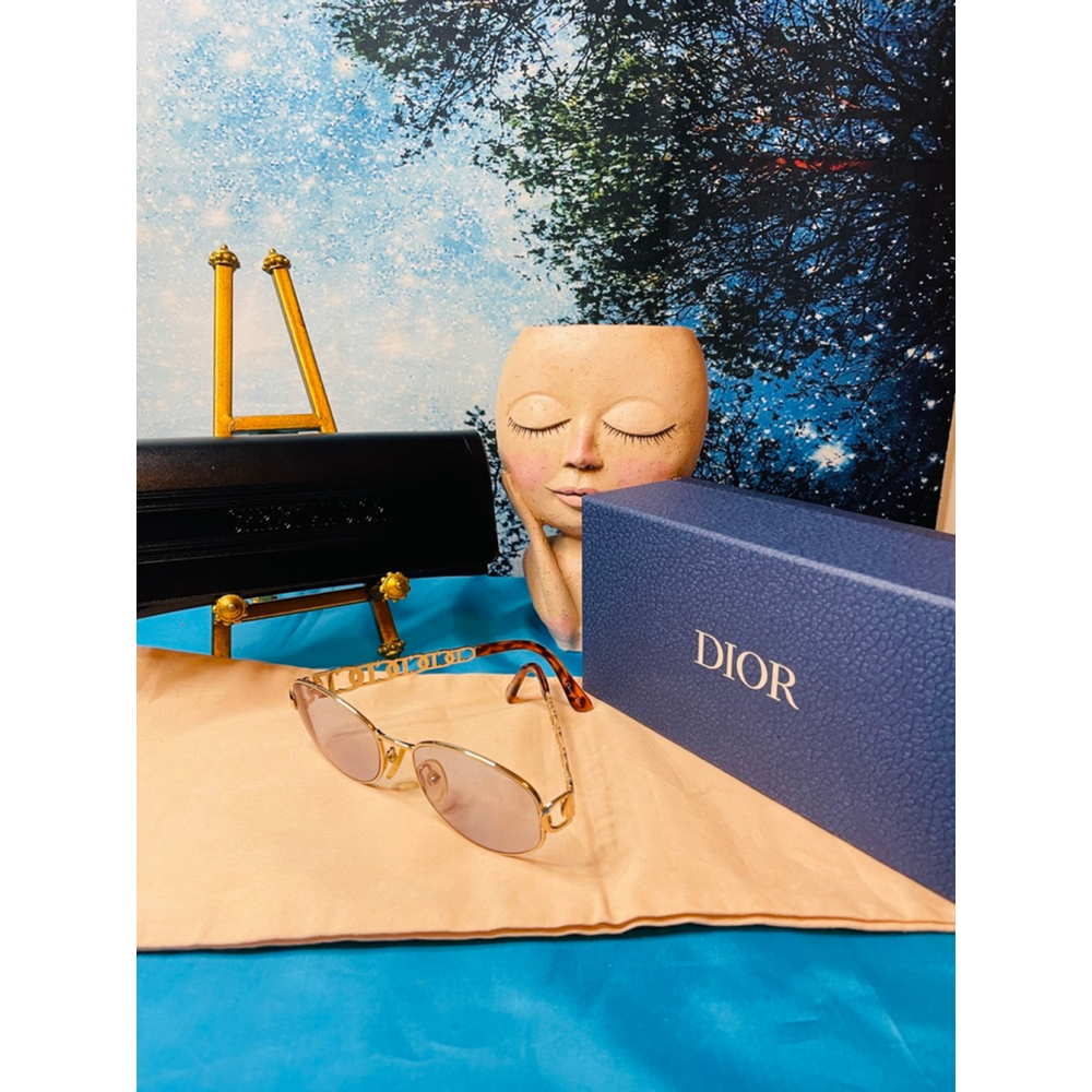 Women's Dior Sunglasses Frames and Case Gold and Brown Preowned RX Lenses